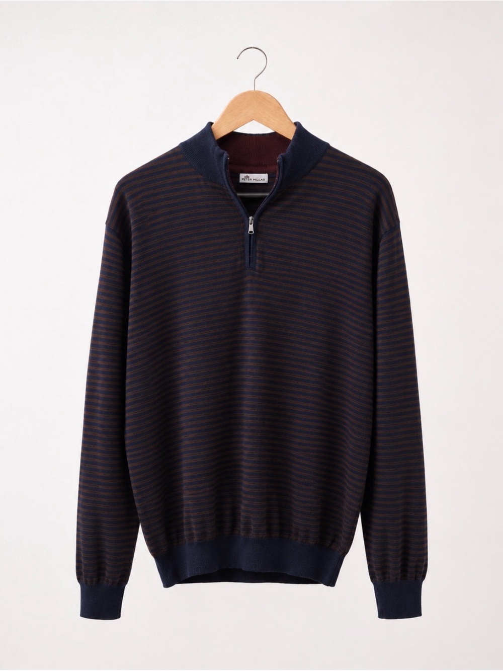 Peter Millar Merino Wool 1/4 Zip Golf Striped Sweater Large